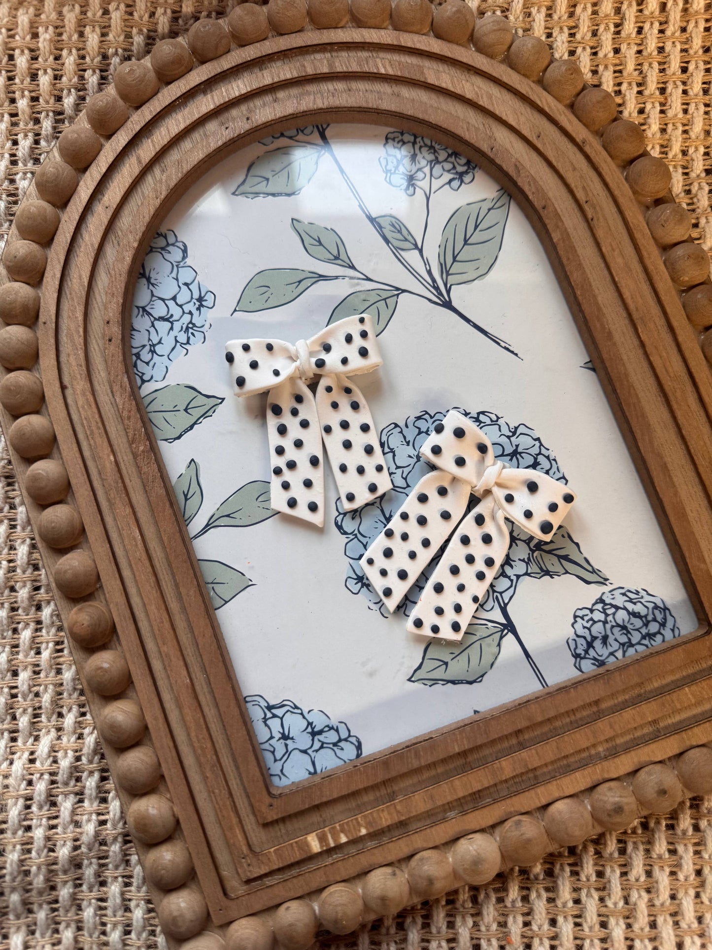 Navy Polkadot Bows | Handmade Polymer Clay Earrings