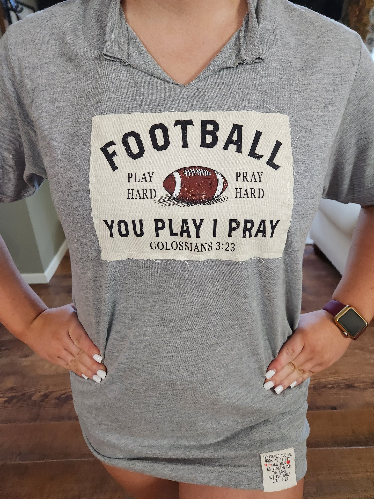Football Patch V-Neck | Gameday | Graphic Tee