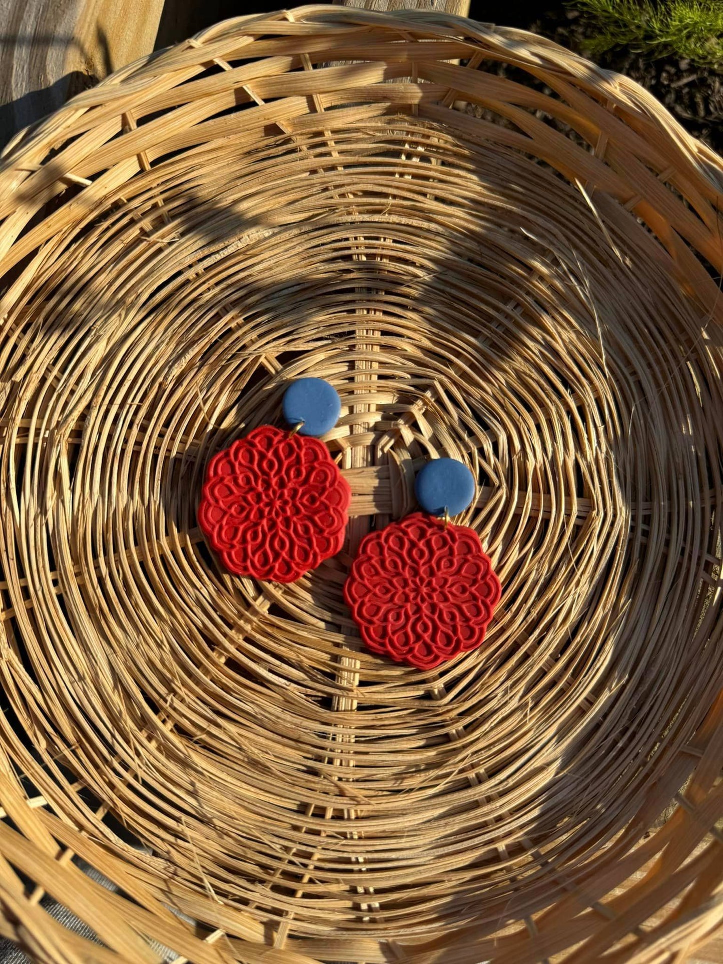 Red Mandalas | Fourth of July Clay Earrings