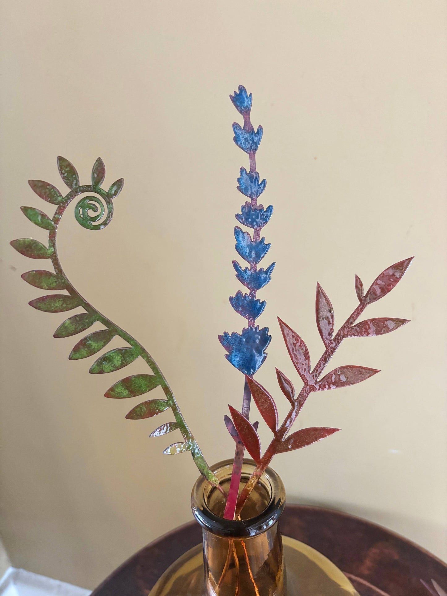 Enamel Leaf Branch- amber