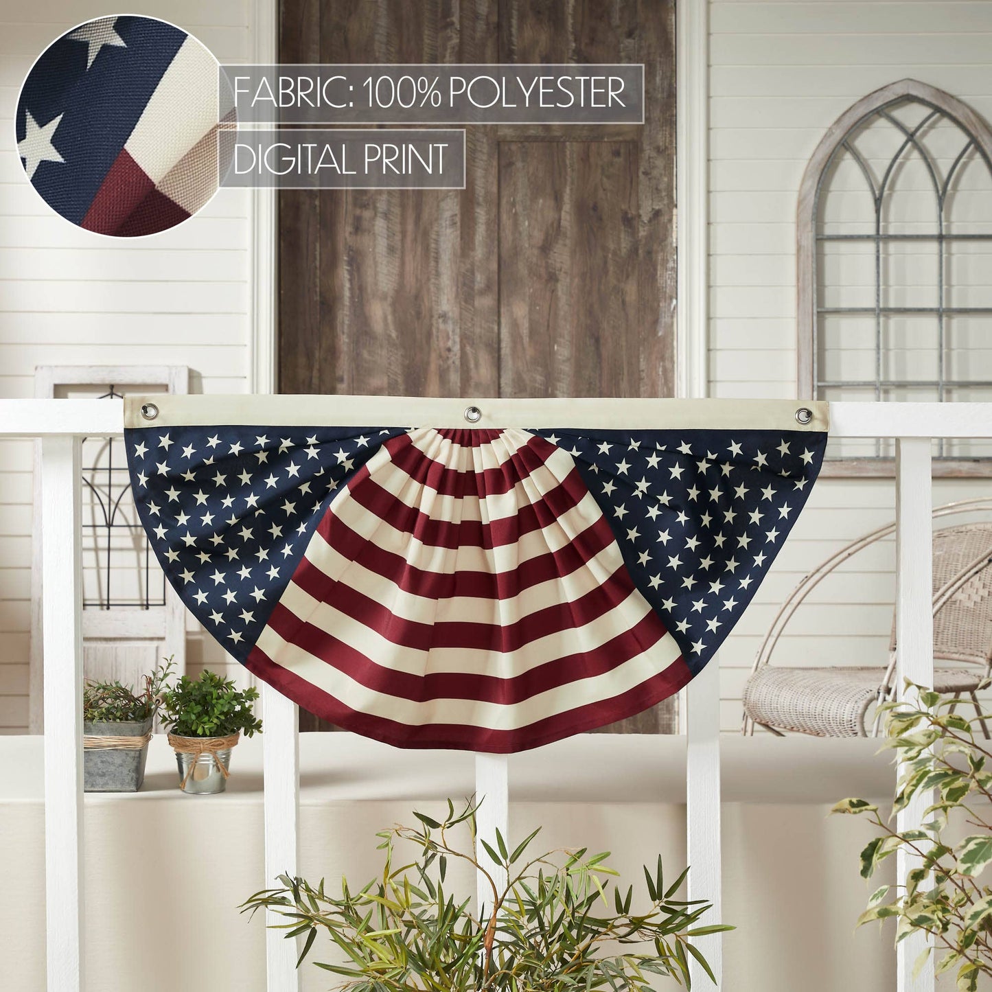 Americana Flag Bunting Red White Blue Patriotic 18x36