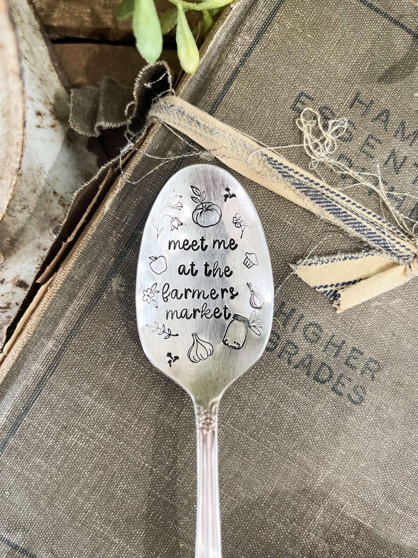 Meet Me At The Farmers Market Vintage Stamped spoon