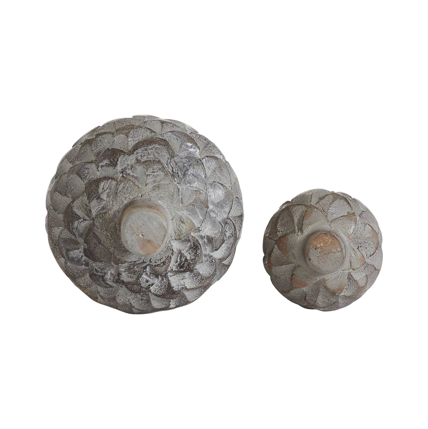 Natural Wood Acorn Decor Set of 2 Rustic Fall Tabletop Accents & Autumn Home Decorations, 2.75 & 4.5 Figurines