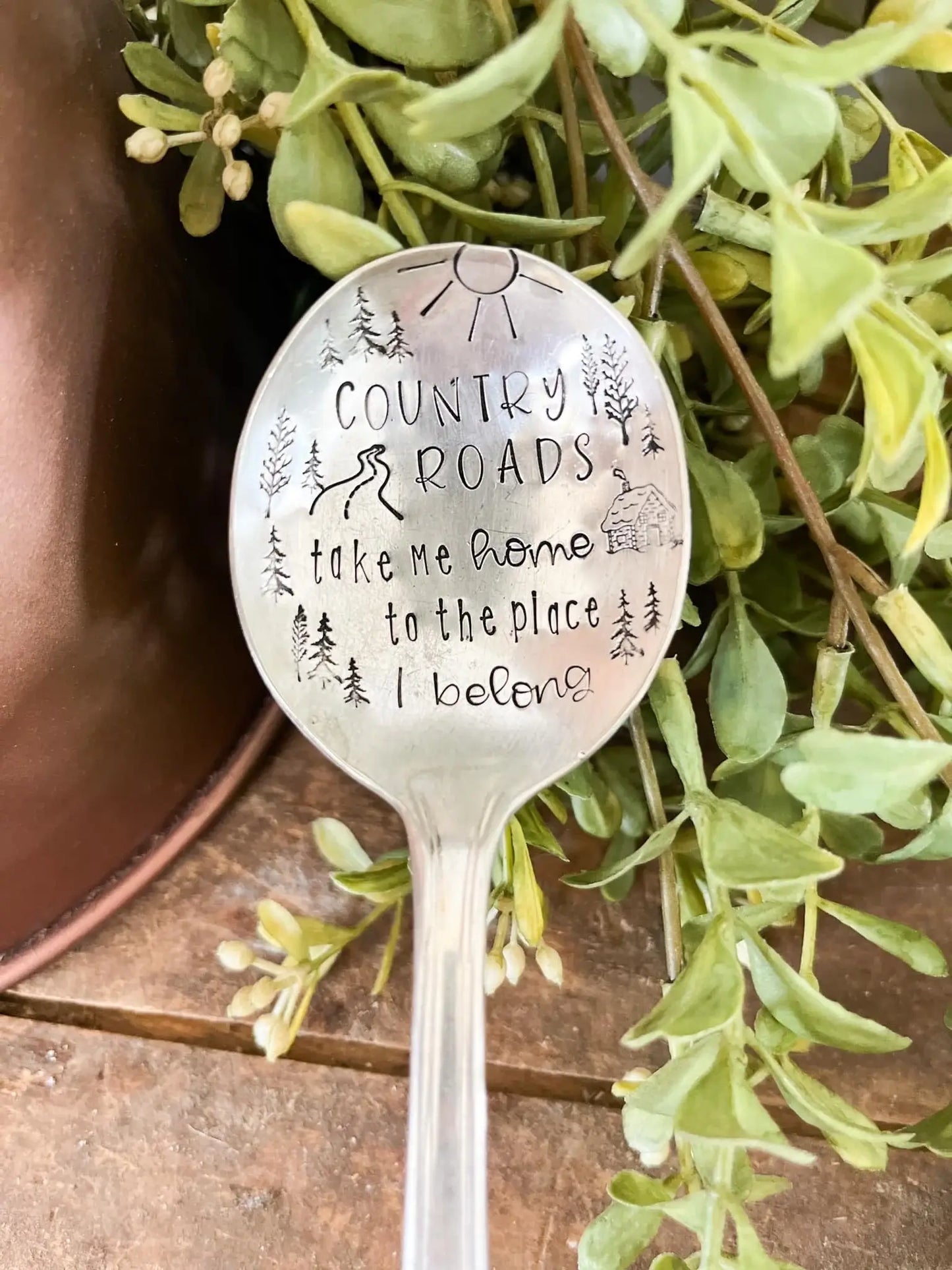 Country Roads Song Vintage Stamped spoon