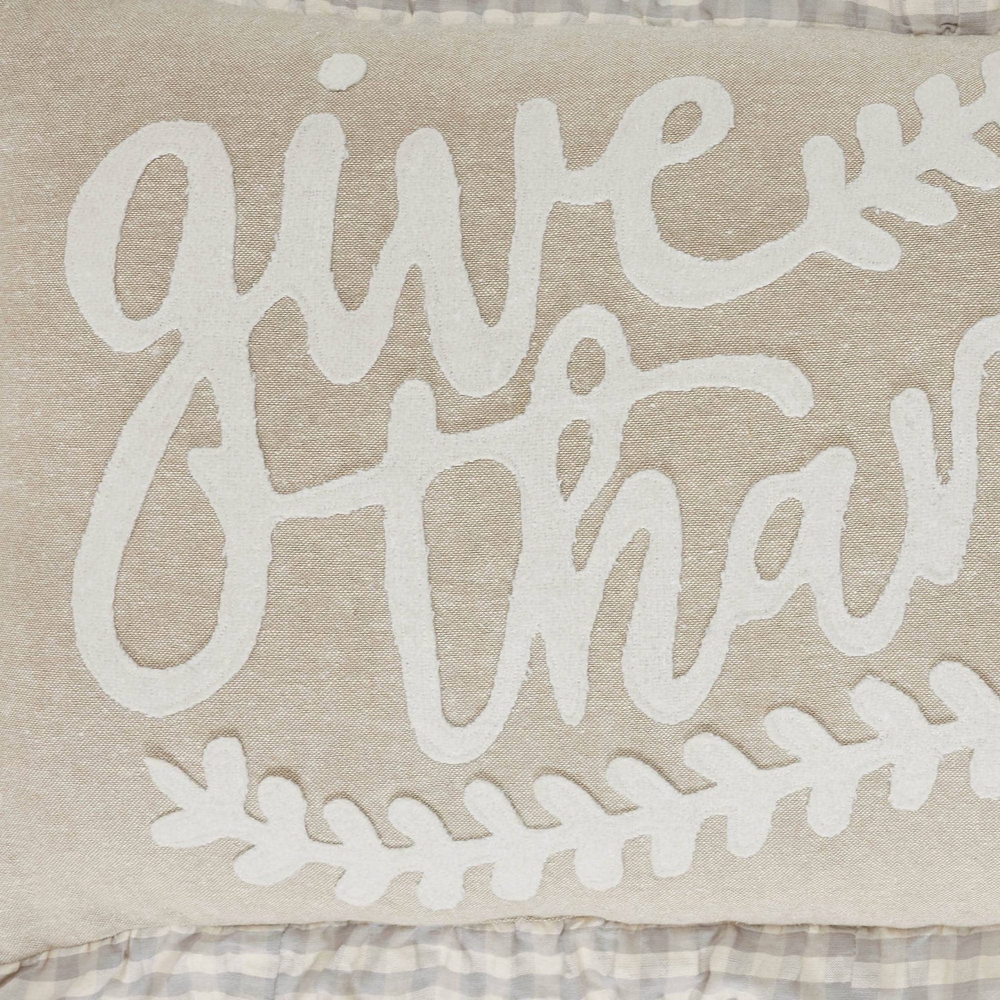 Grace Give Thanks Fall Thanksgiving Harvest Farmhouse Decorative Throw Pillow, 14x22 Inch Embroidered Cotton Accent
