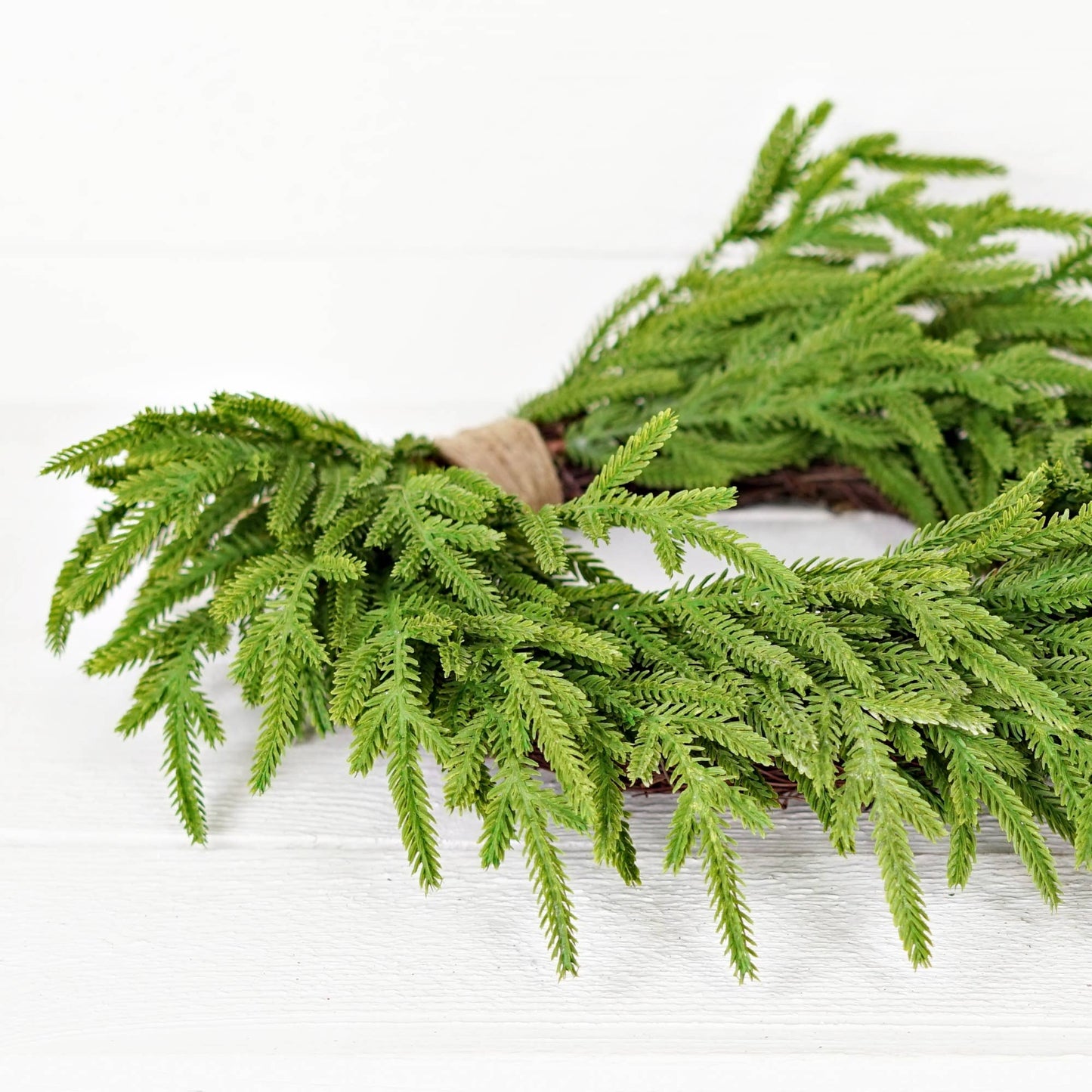 20inW Heart Twig Wreath-Soft Touch Evergreen Norfolk