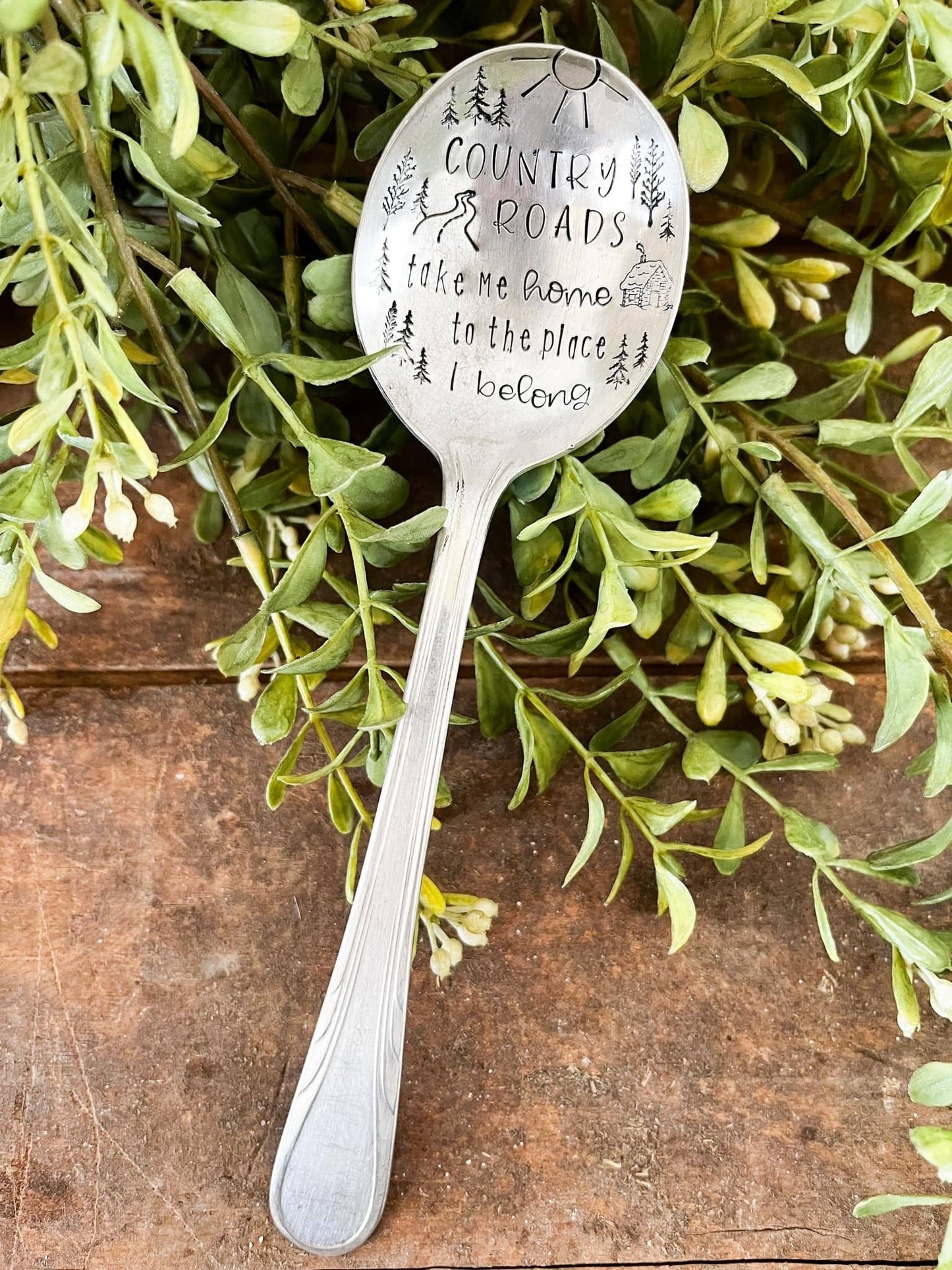 Country Roads Song Vintage Stamped spoon