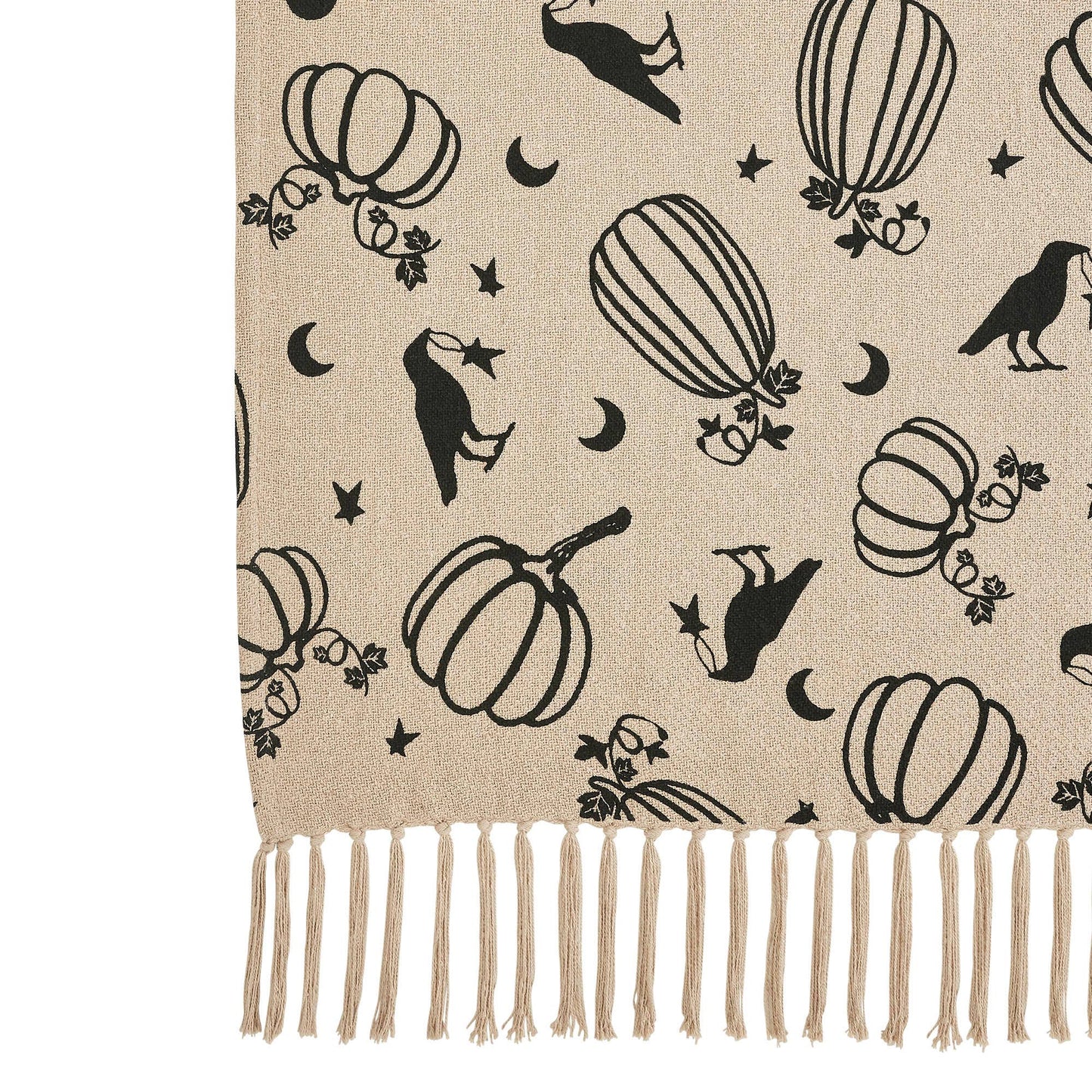 Raven Harvest Farmhouse Black Tan Plaid Woven Cotton Throw Blanket 50x60