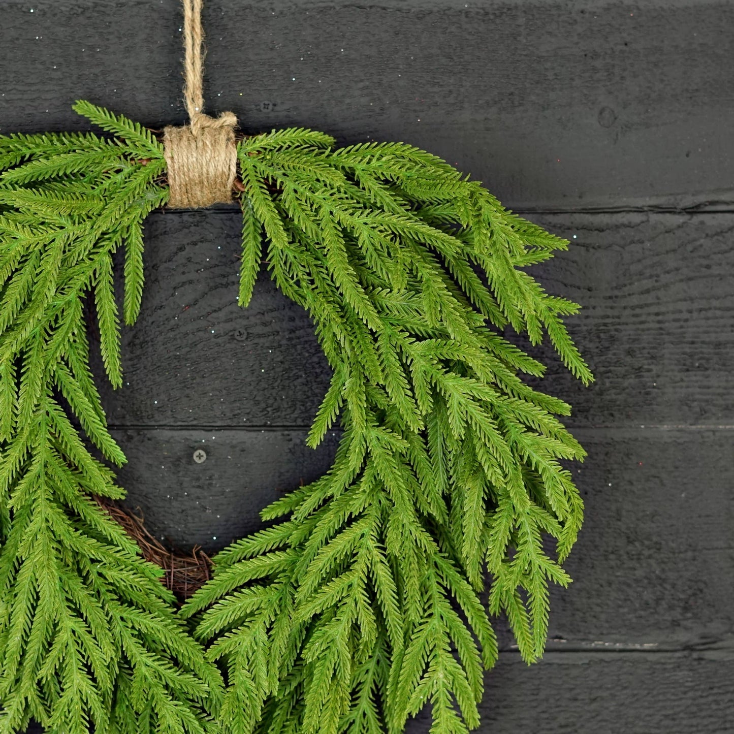 20inW Heart Twig Wreath-Soft Touch Evergreen Norfolk