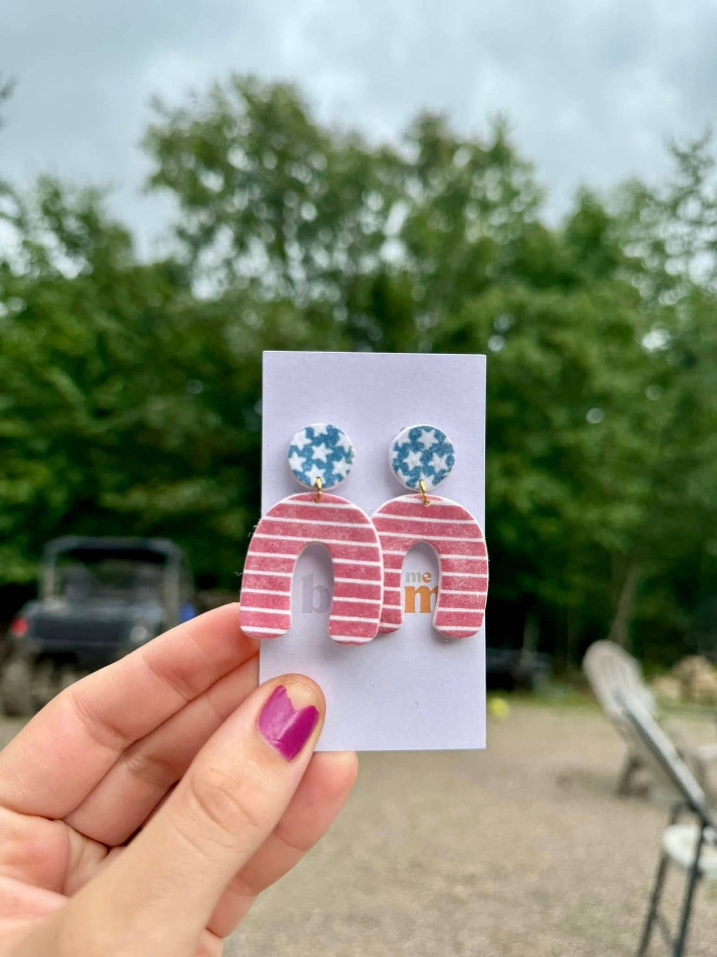 Fourth of July Clay Earrings | Stud Post Dangles