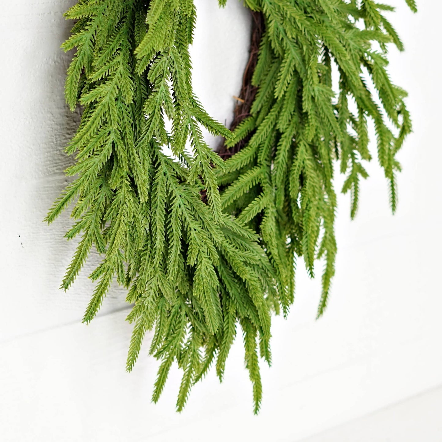 20inW Heart Twig Wreath-Soft Touch Evergreen Norfolk