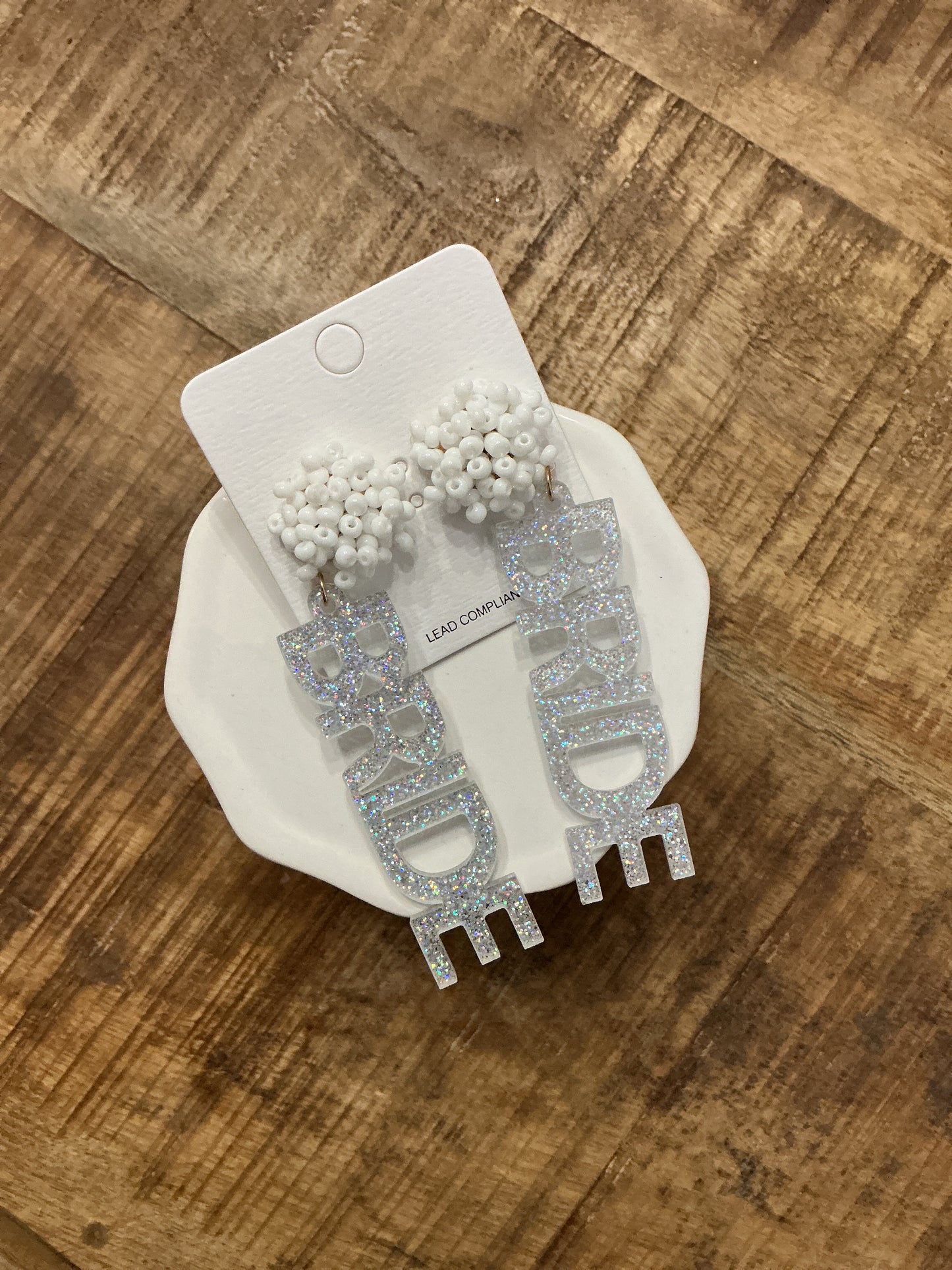 Bride Glitter Acrylic Earrings