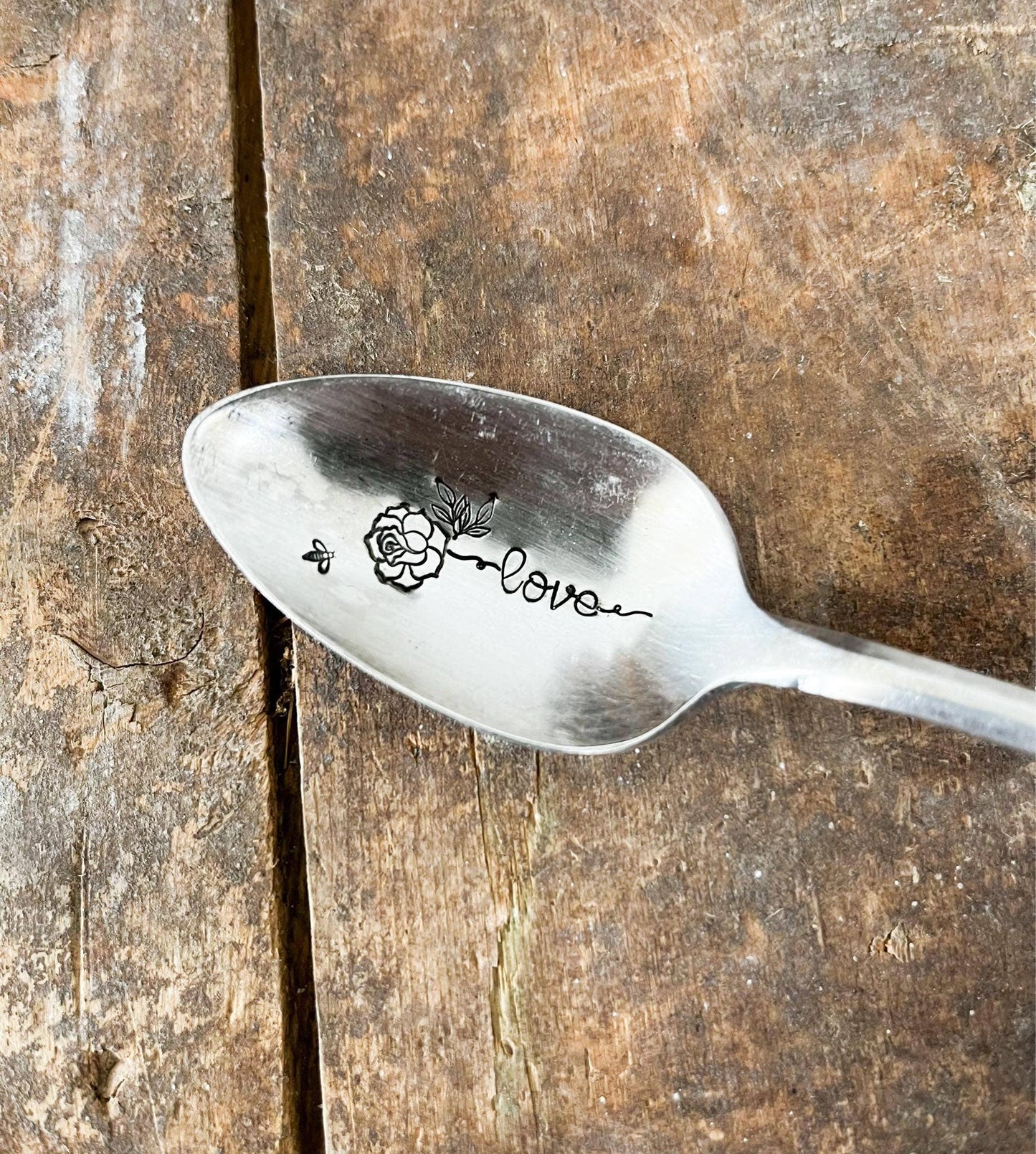 Floral Stem Vintage Hand Stamped Spoon