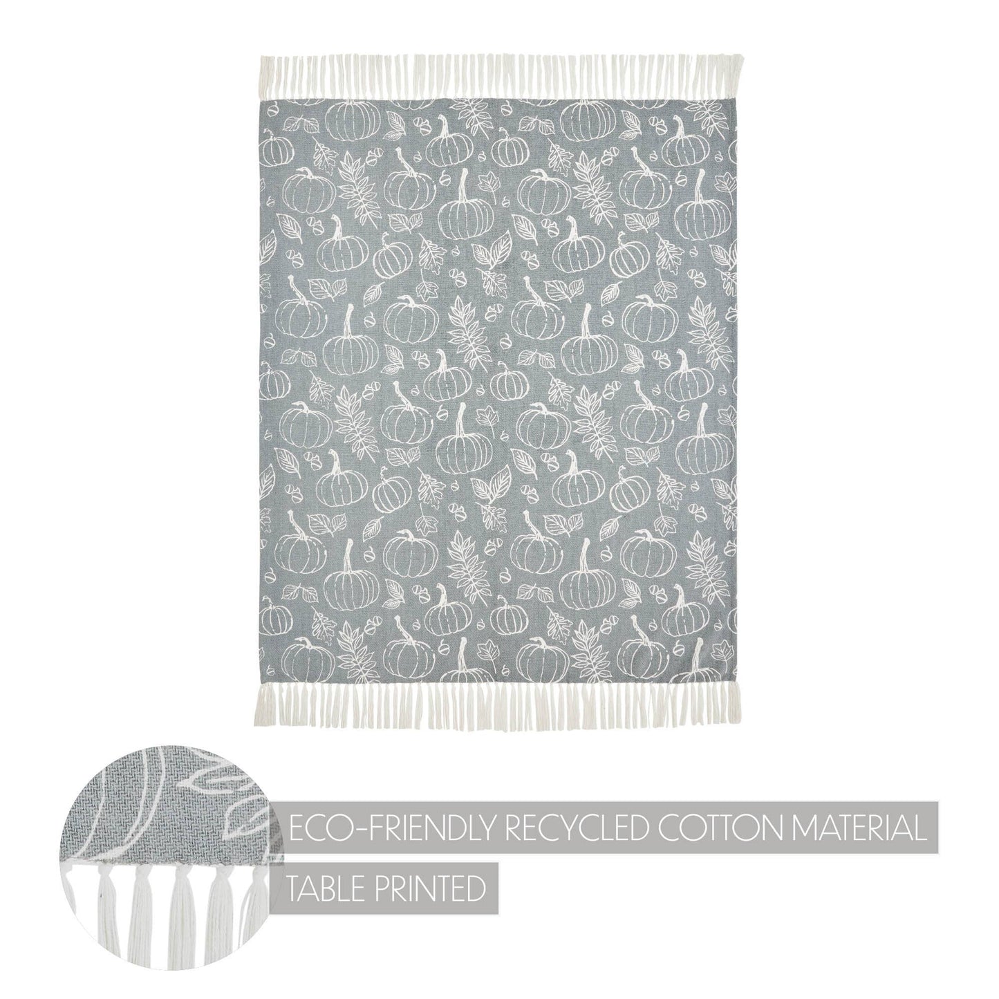 Autumn Fall Grey Pumpkin Silhouette Plush Throw Blanket 50x60 Cozy Home Decor