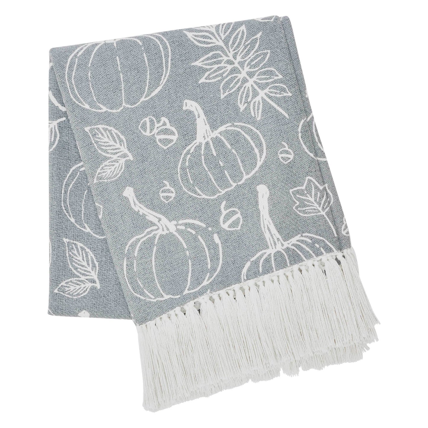 Autumn Fall Grey Pumpkin Silhouette Plush Throw Blanket 50x60 Cozy Home Decor