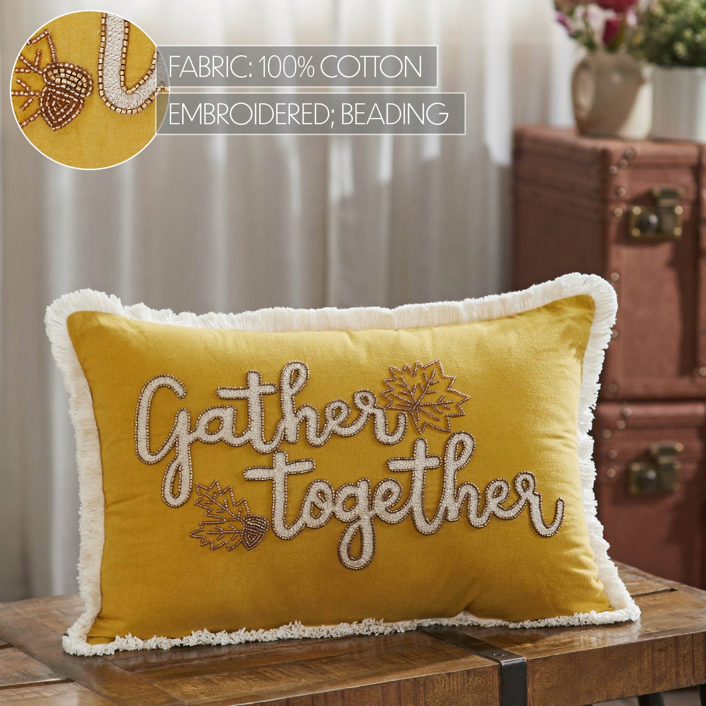 Autumn Harvest Fall Leaves Throw Pillow 14x20 Decorative Home Accent