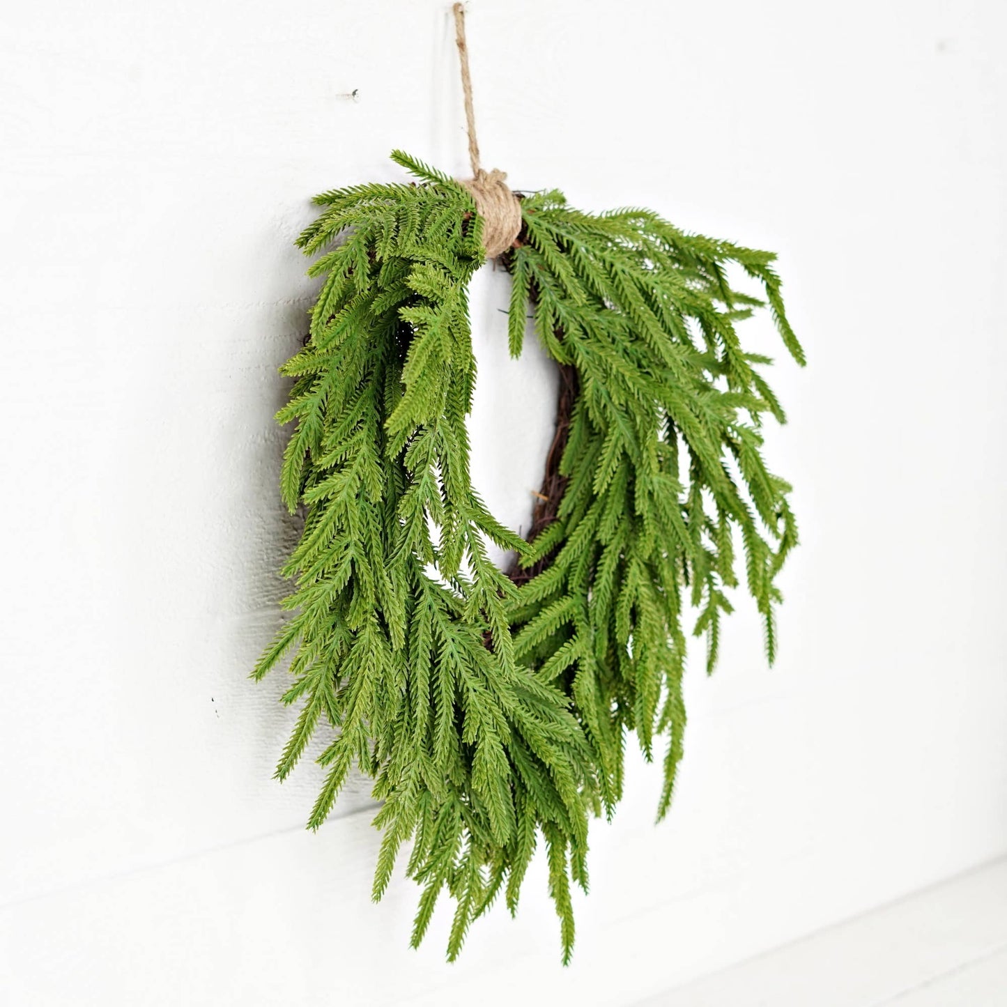 20inW Heart Twig Wreath-Soft Touch Evergreen Norfolk
