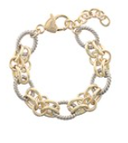 Twotone Oval & Circle Chain Bracelet