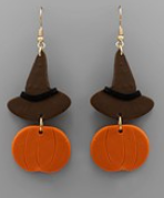Witch Hat & Pumpkin Earrings