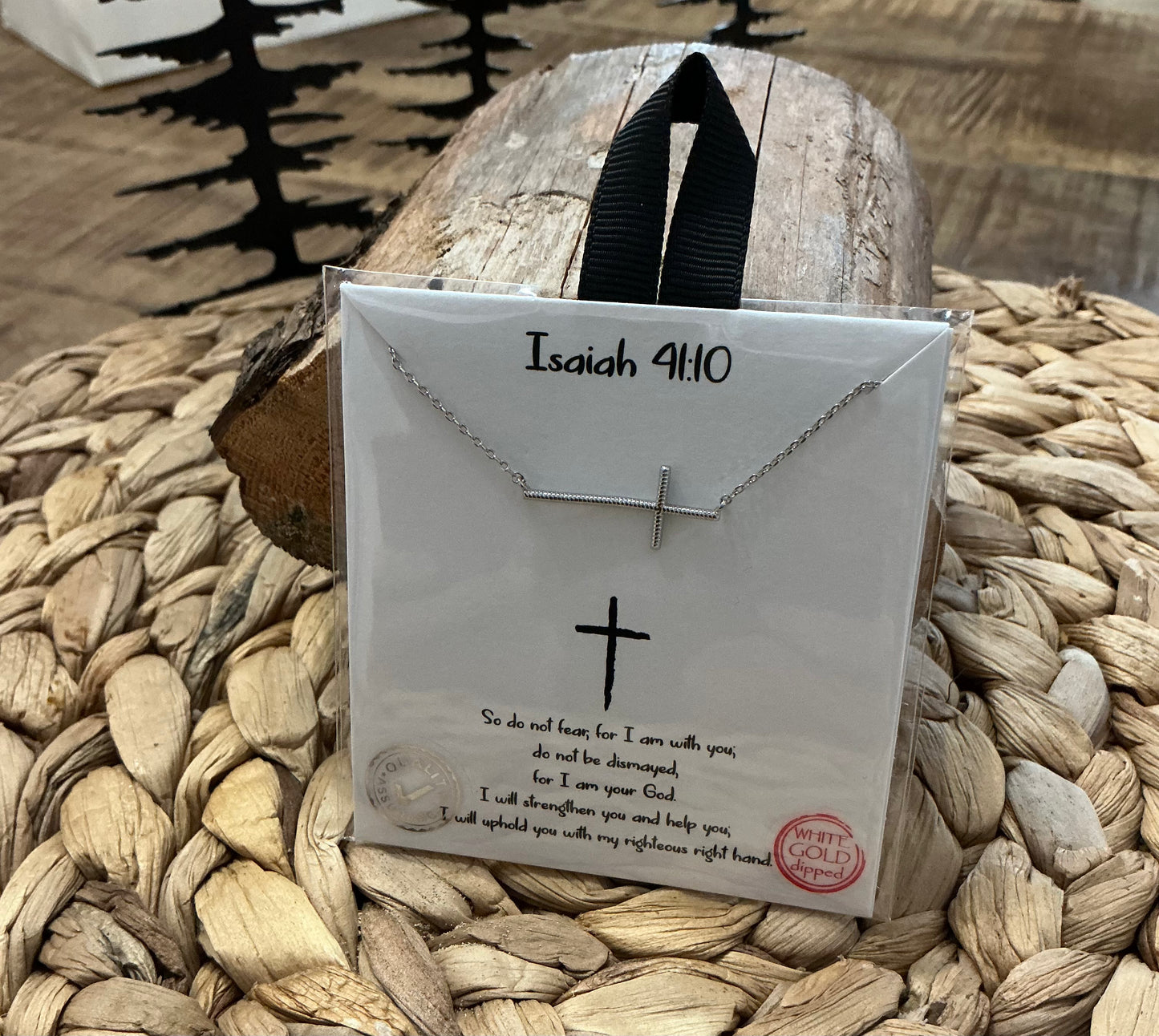 Isaiah 41:10 White Gold Necklace