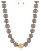 Metal Ball & Chunky Bead Necklace Set
