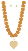 Bold Heart & Acrylic Ball Necklace Set