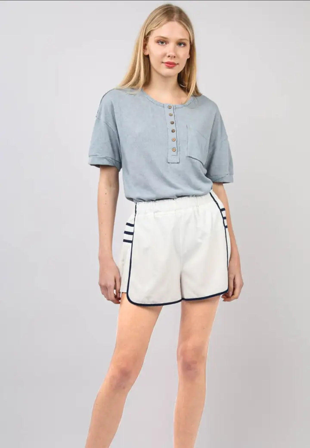 White Pleated side shorts
