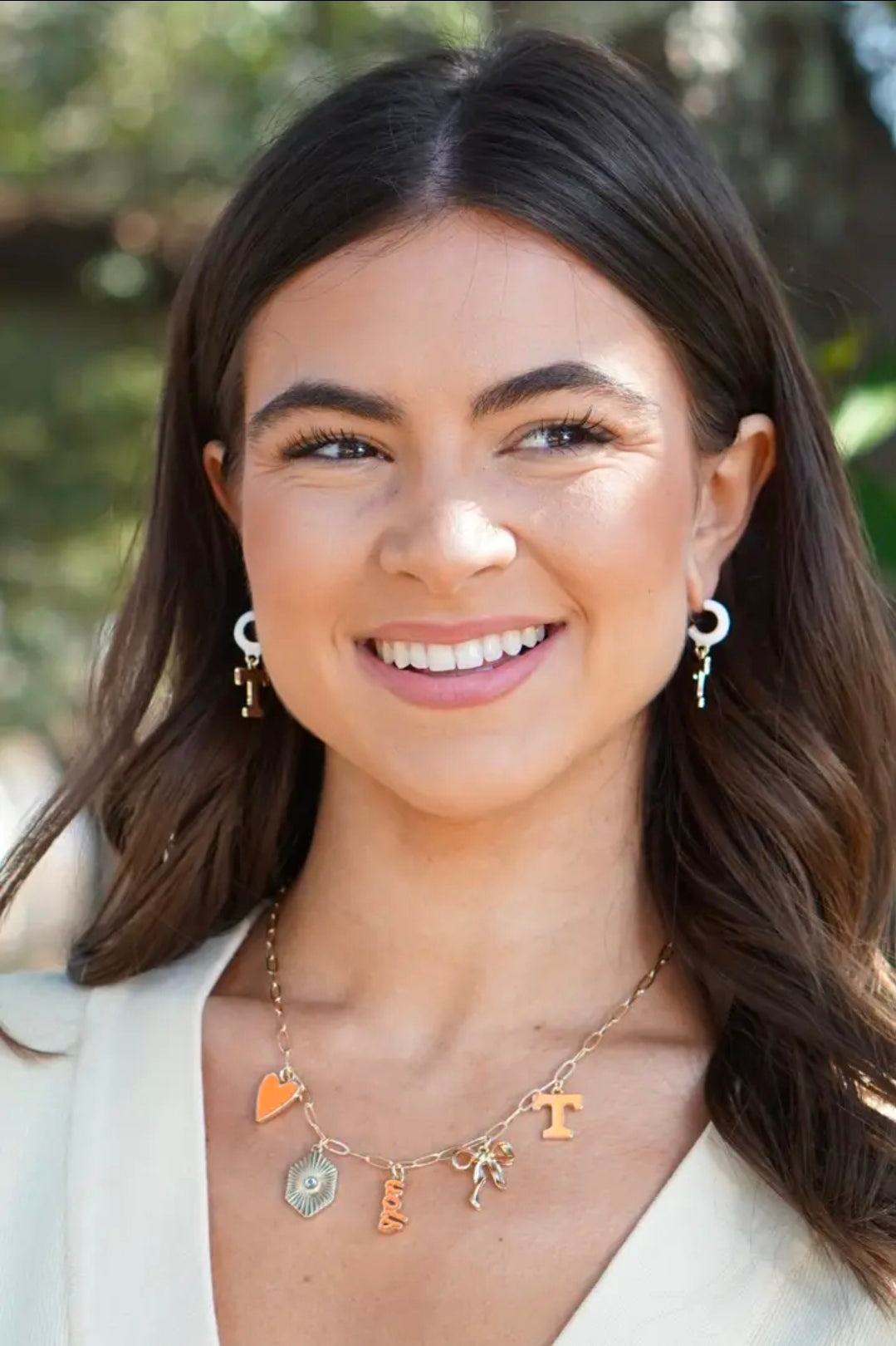 TN Vols Paper Clip Charm Collector Necklace in Shiny Gold