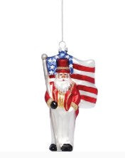 Santa with American Flag Ornament