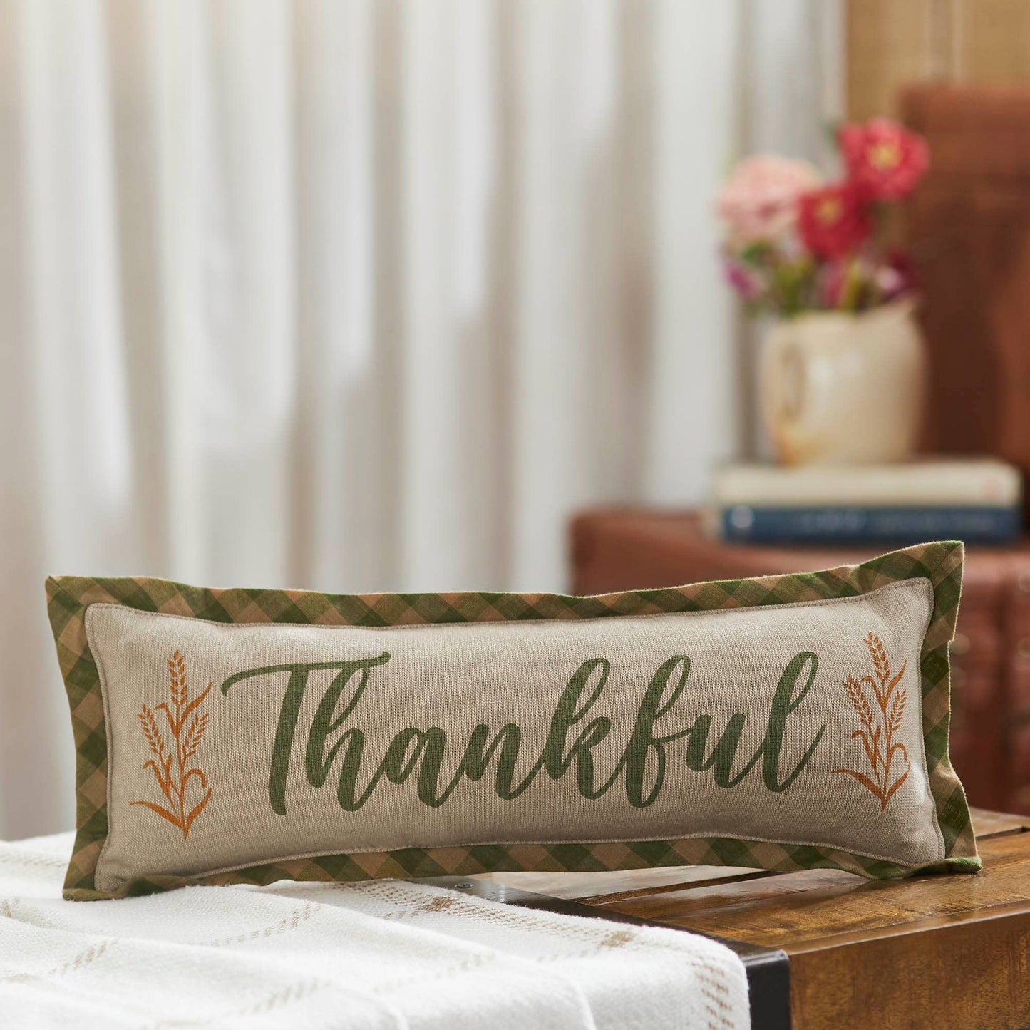 Harvest Blessings Thankful Decorative Fall Throw Pillow Autumn Home Decor Accent Cushion 5x15 Inch