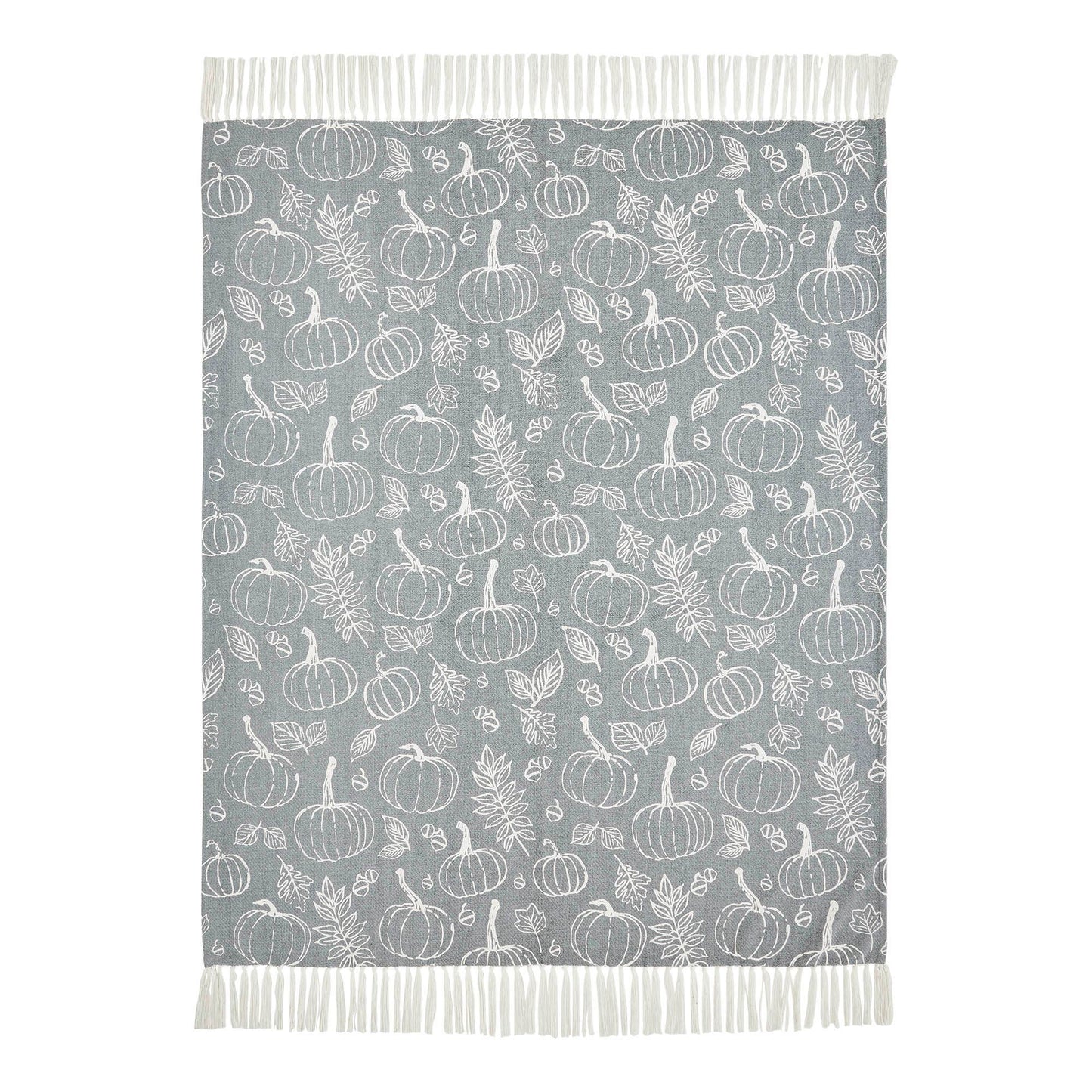 Autumn Fall Grey Pumpkin Silhouette Plush Throw Blanket 50x60 Cozy Home Decor