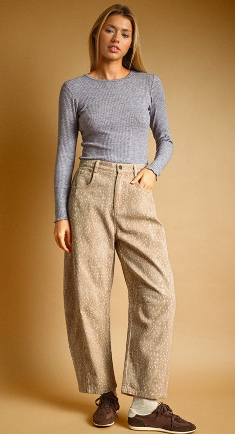 Bambi Print Barrel Pants