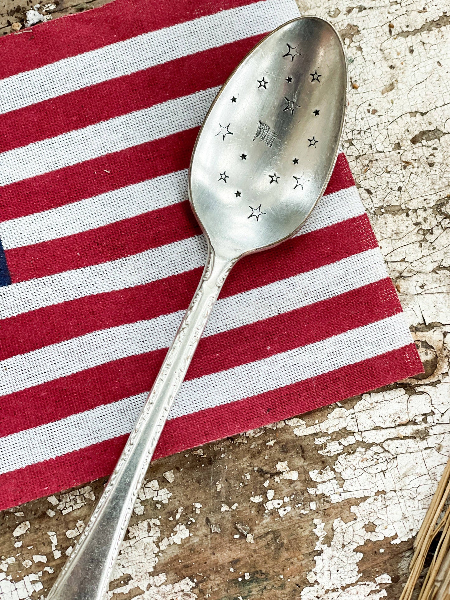 Flag Vintage Stamped Spoon