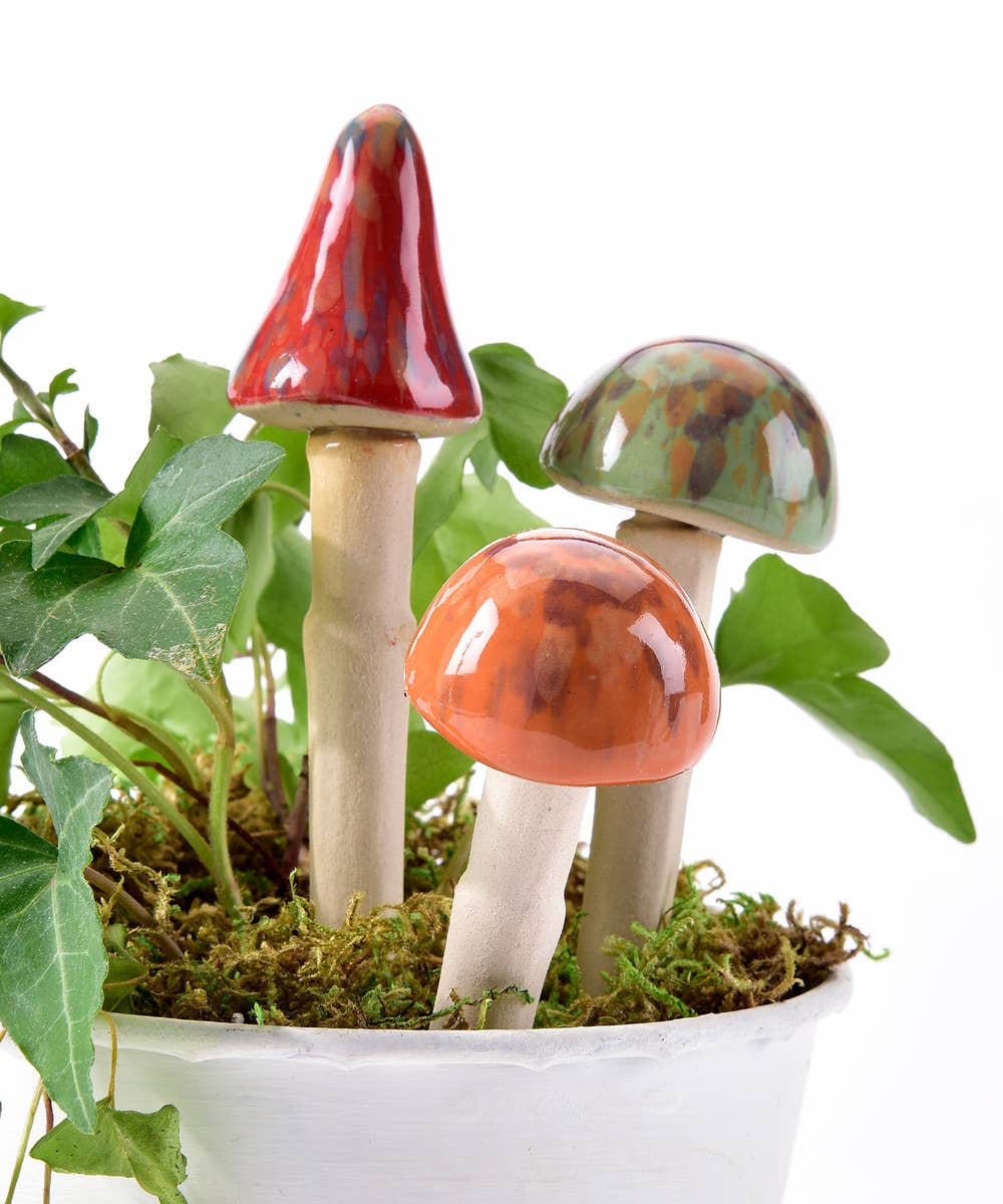 Ceramic Mushroom Garden Pick,18Asst