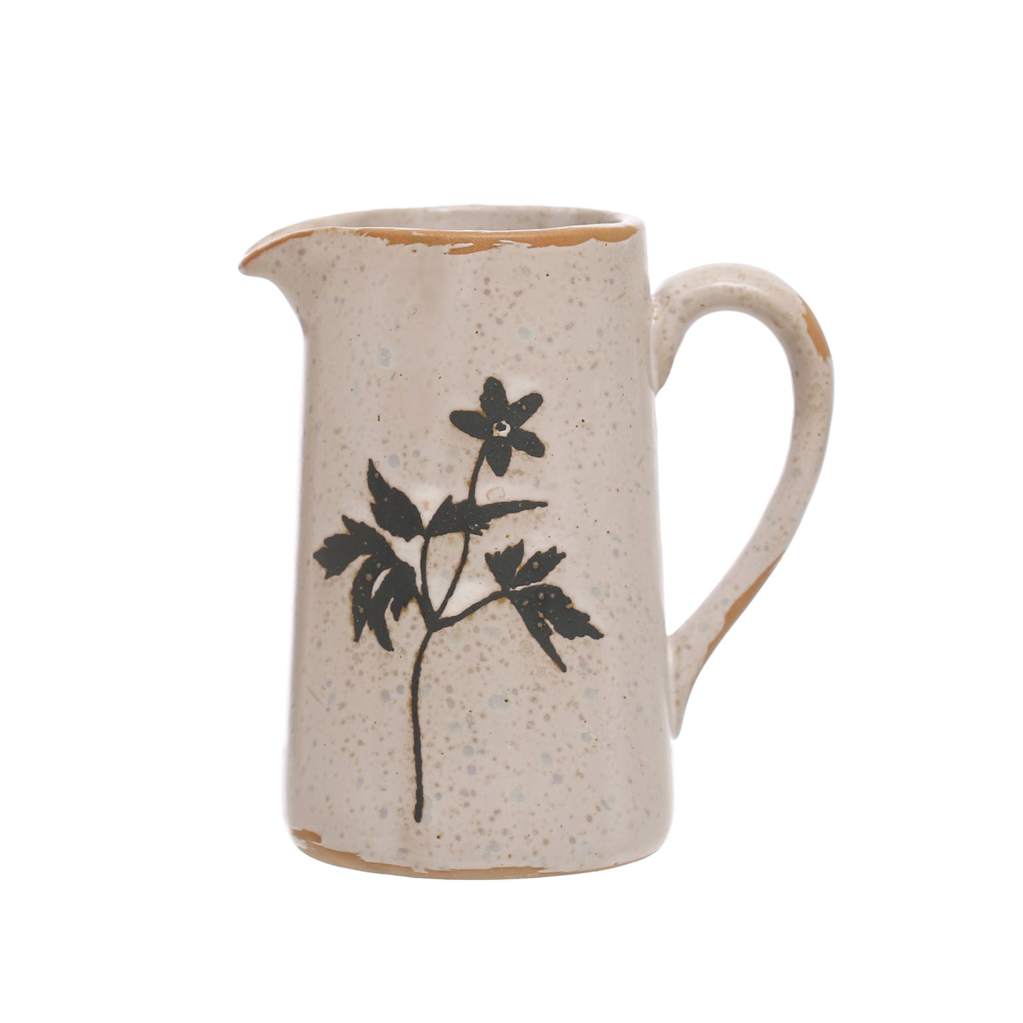 6 oz. Debossed Stoneware Creamer w/ Flowers (Each One Will Vary) ©