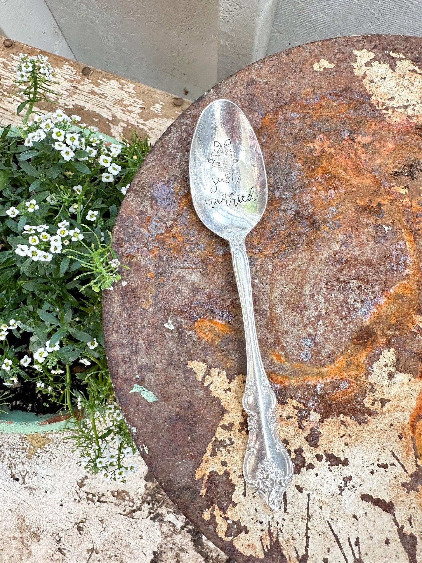 Just Married Vintage Stamped Spoon