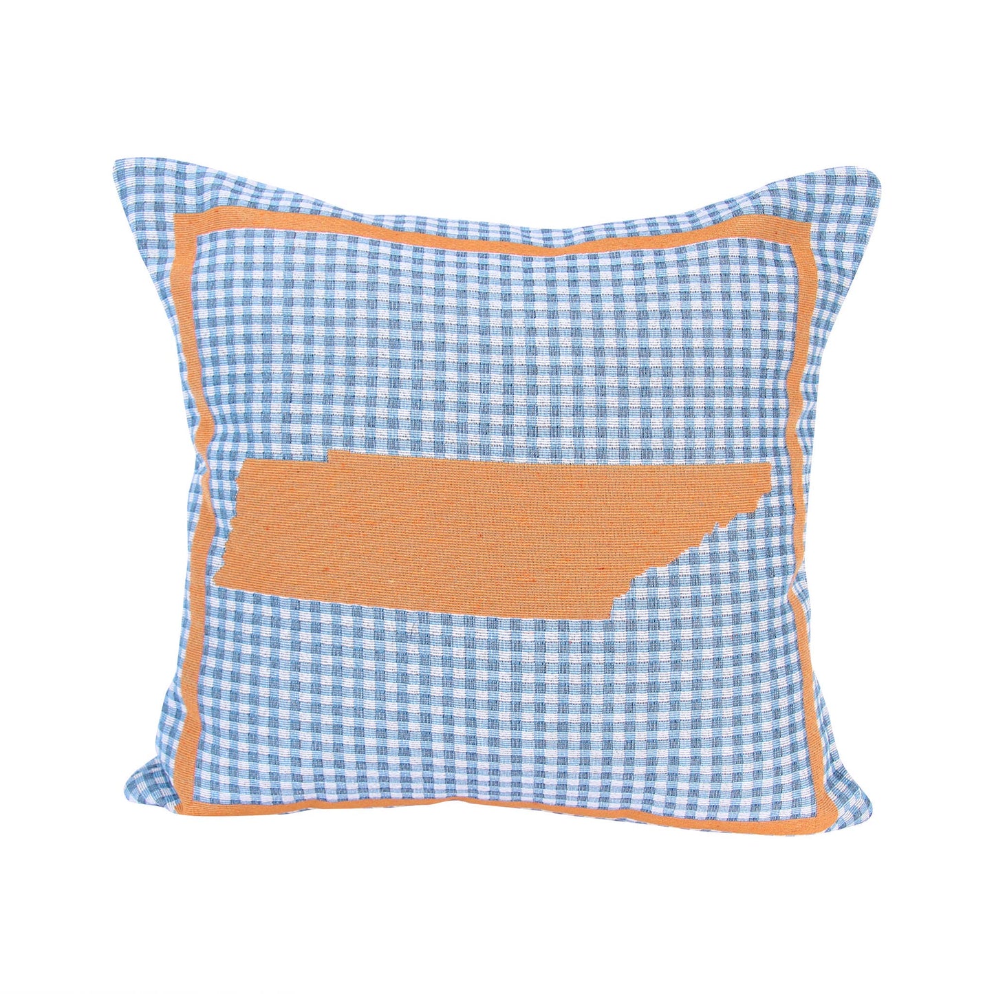 Tennessee State Shape Blue Plaid Pillow