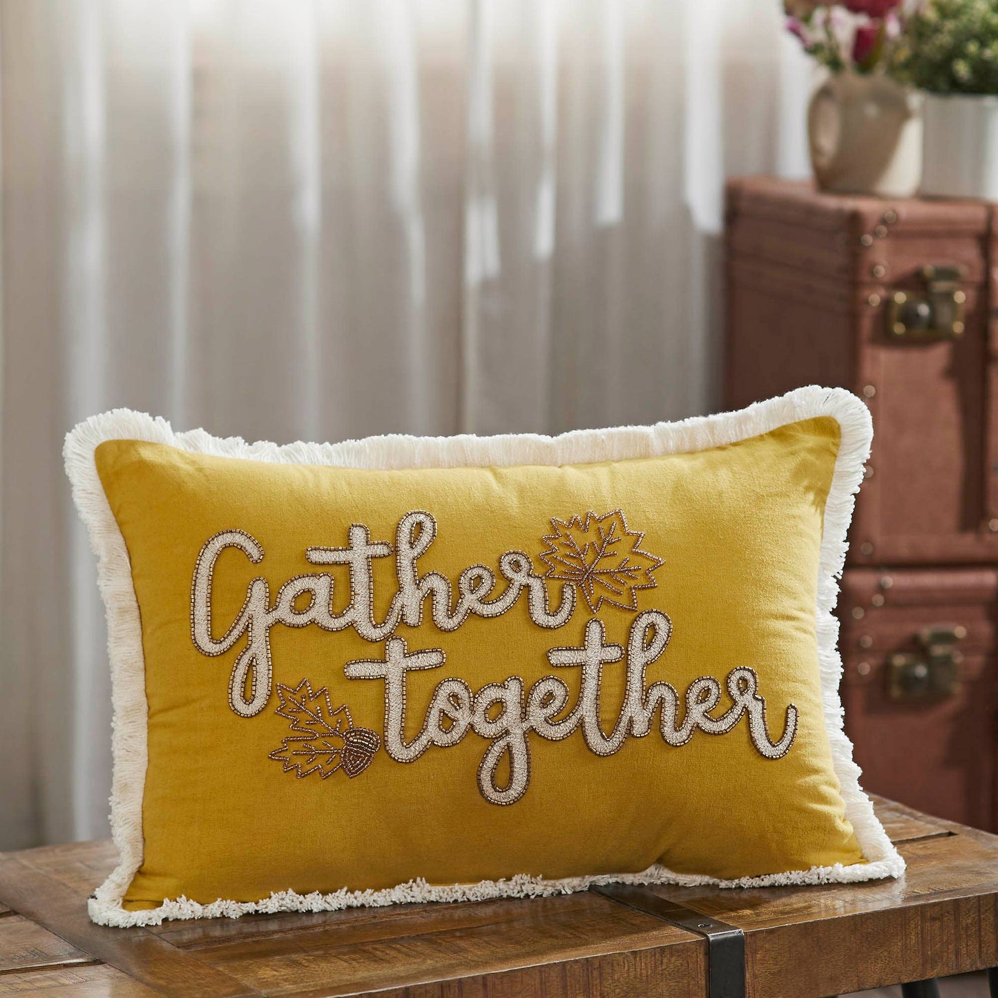 Autumn Harvest Fall Leaves Throw Pillow 14x20 Decorative Home Accent