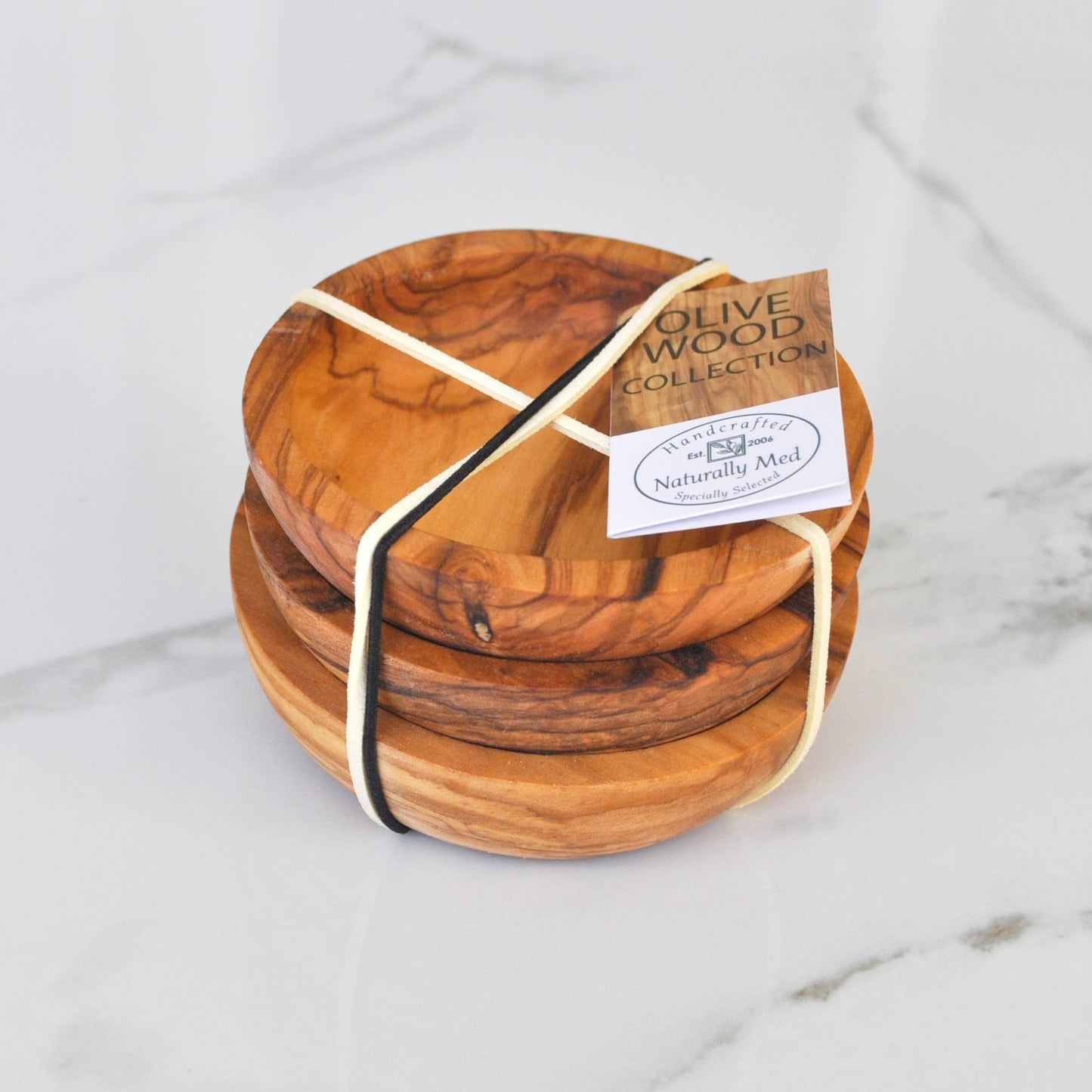 Olive Wood Round Dipping Bowl Gift Set - 3 Pieces