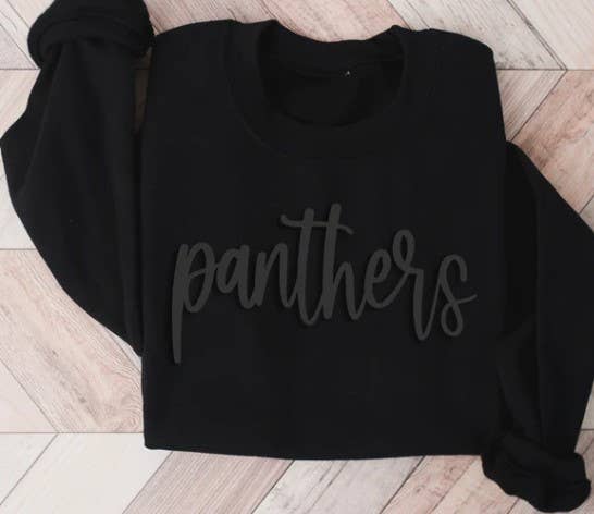 Panthers Black On Black Puff Ink Graphic Tee