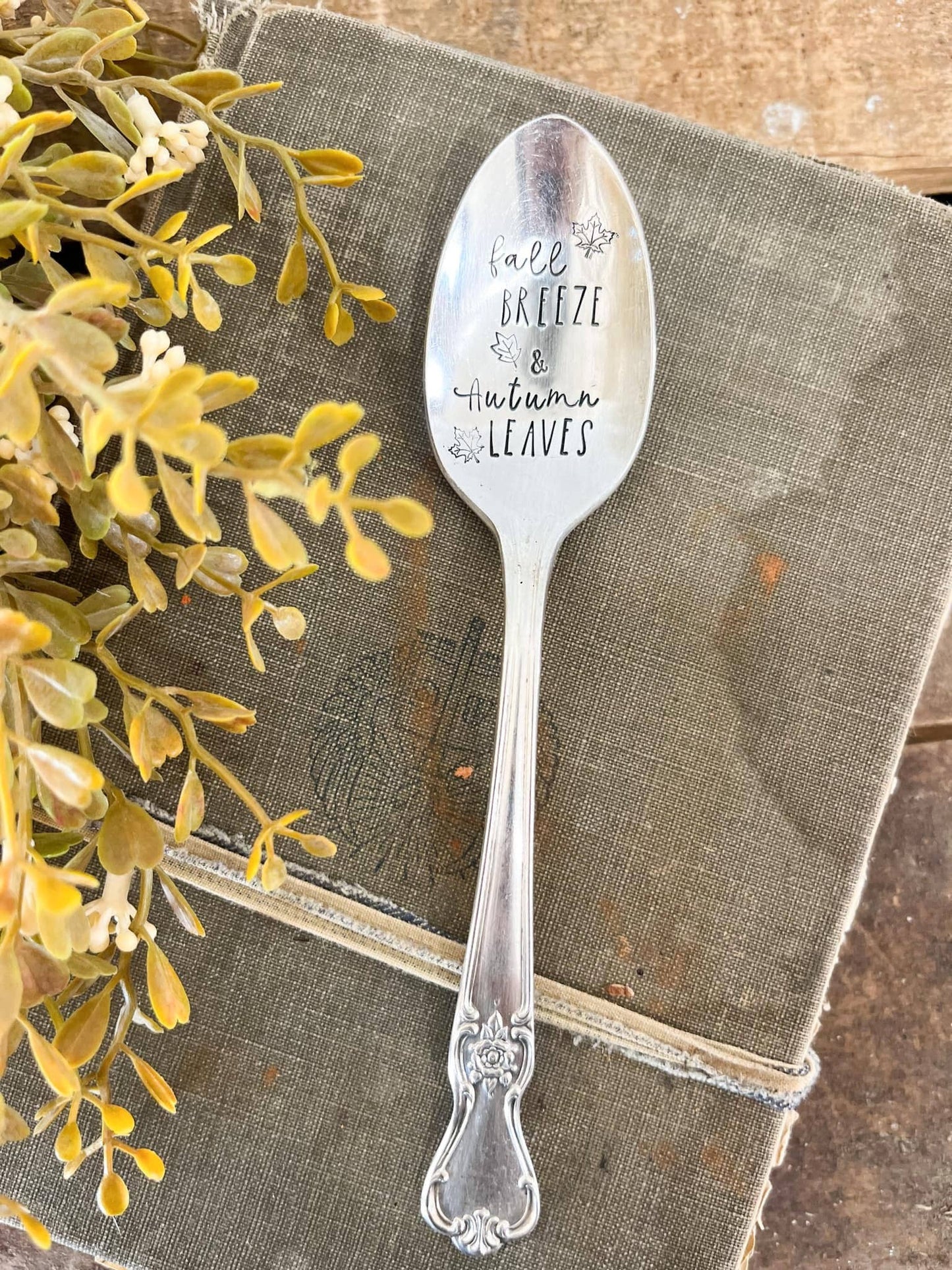 Fall Breeze & Autumn Leaves Vintage Stamped Spoon