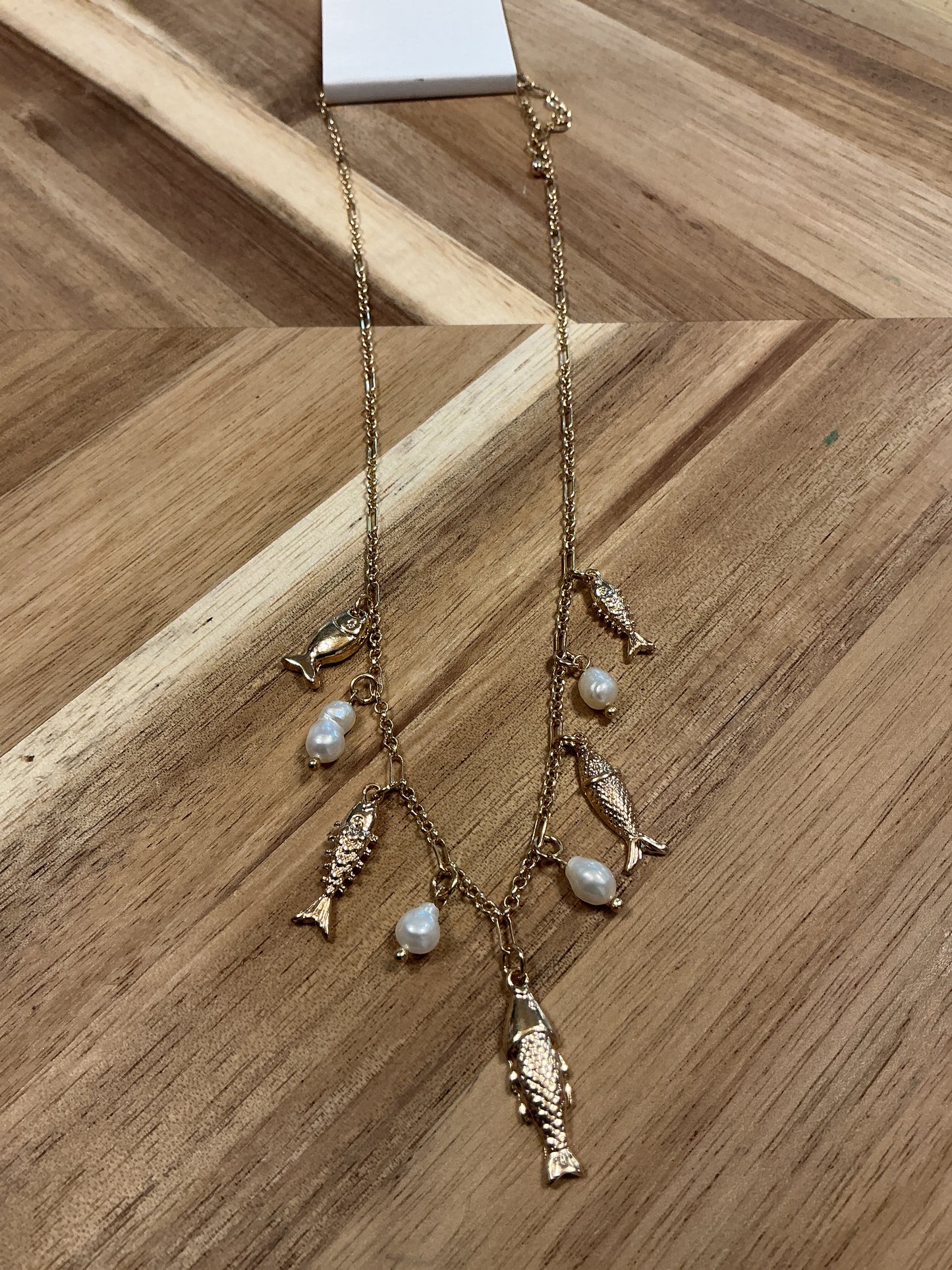 Fish & Pearl Multi Charm Necklace