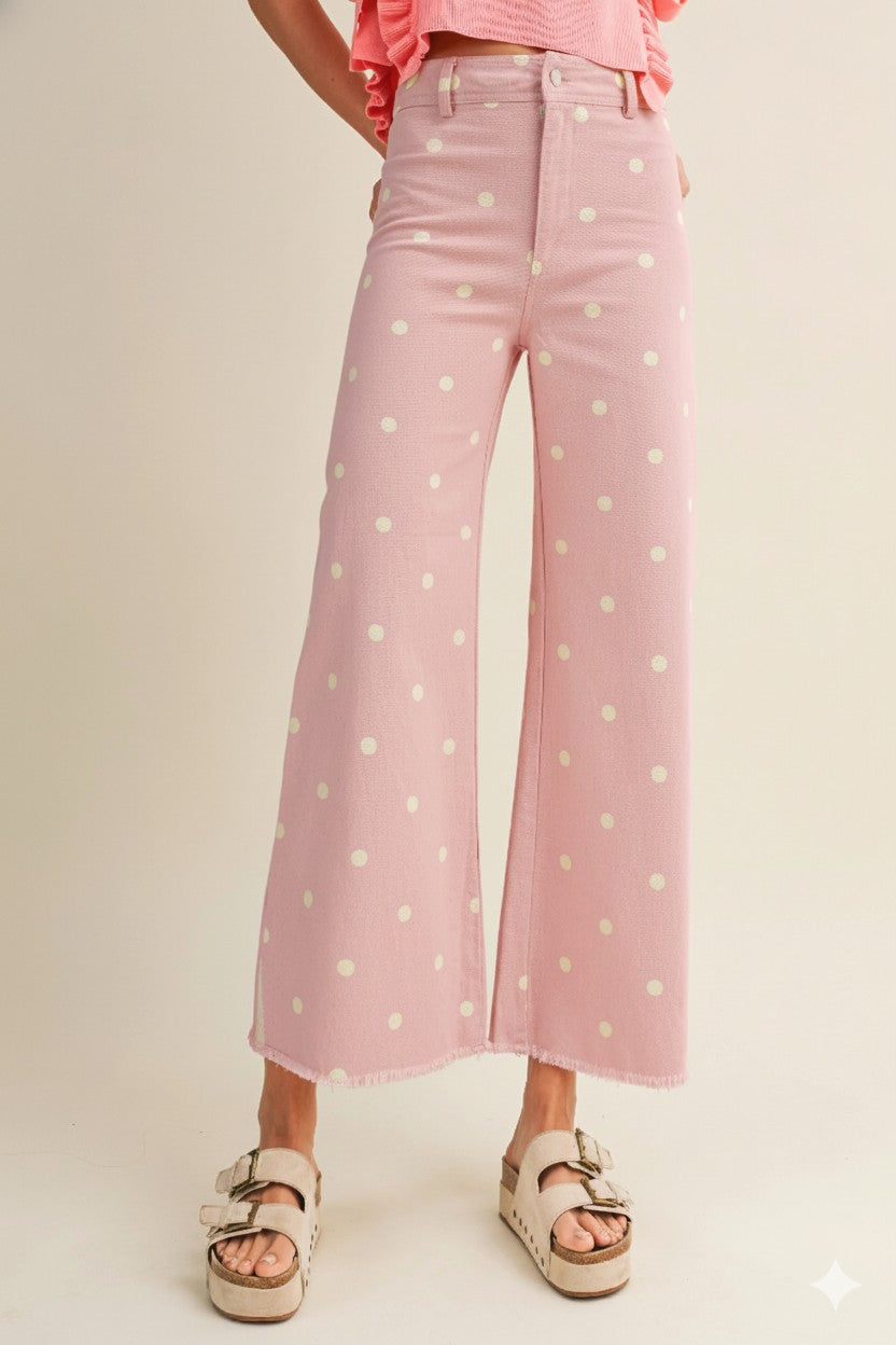Falling Petals Polka Trouser Relaxed Fit Pants