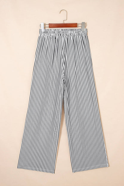 Stripe Wide Leg Casual Pants (S-4X)