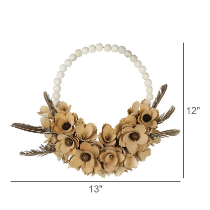 Wood Shaving Wreath with Feathers