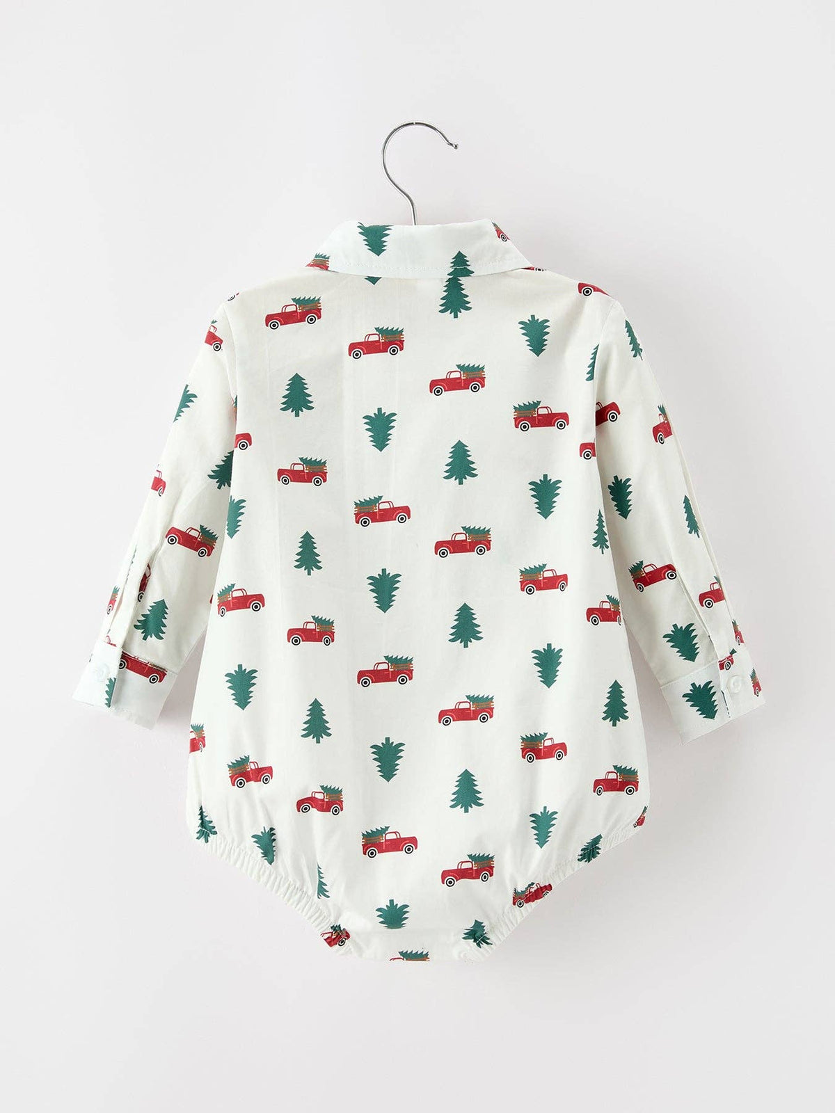 Christmas Baby Boys Christmas Tree Truck Print Long Sleeve Shirt Romper