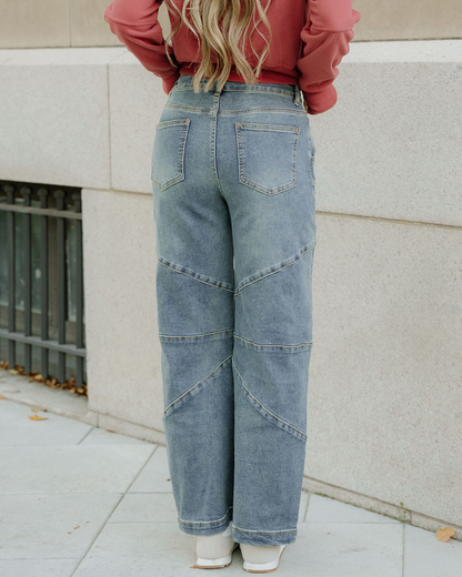 Adeline Criss Cross Jeans - Sail Blue | High-Waisted | Jeans