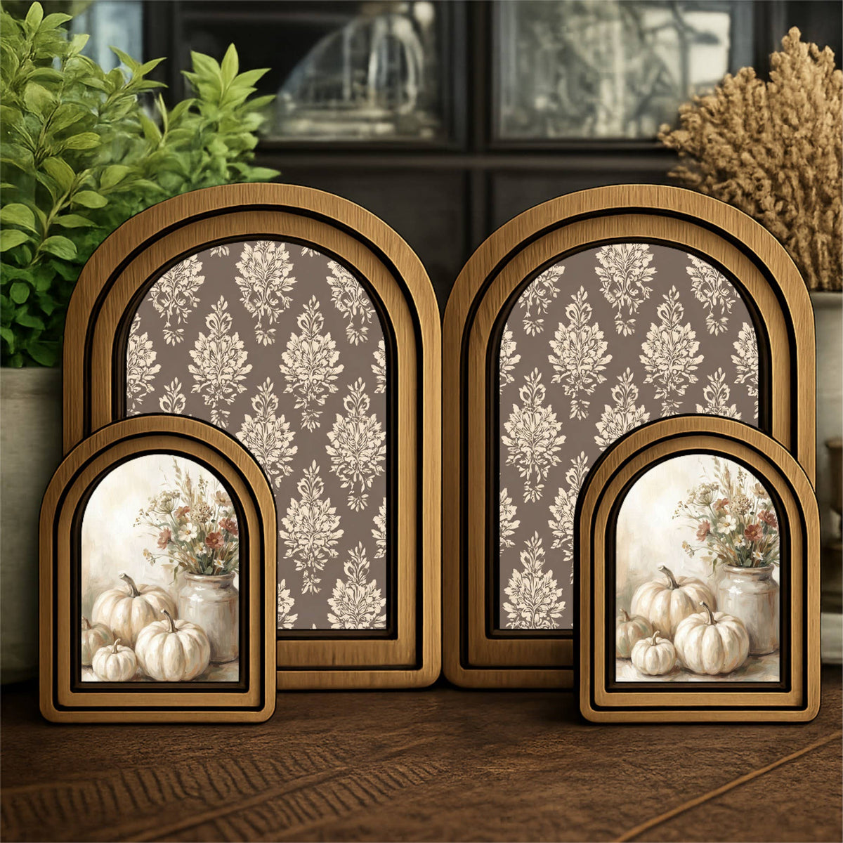 Layered Set Cream Pumpkins Canvas Art