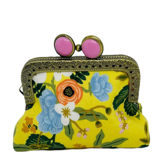 Kiki & Syds Mini Clutch Coin Purse - BIRCH CANARY- Lite Pink