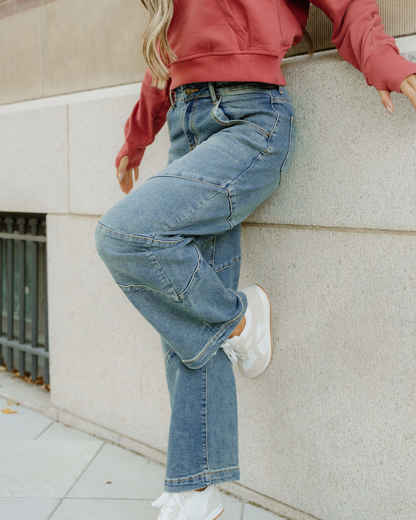 Adeline Criss Cross Jeans - Sail Blue | High-Waisted | Jeans